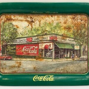 Coca-Cola Green and Red Metal Tray